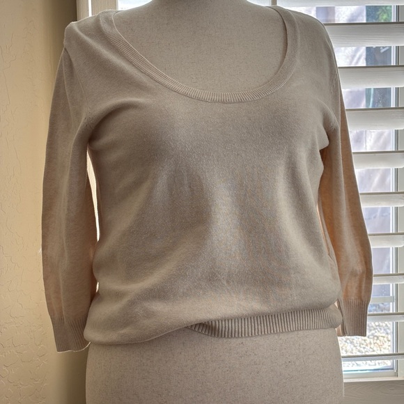 JEANNE PIERRE Sweaters - JEANNE PIERRE Women's Large Cream Sweater 100% Cotton Scoop Neck Classic Work